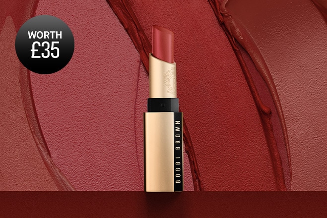 bobbi brown luxe matte lipstick with lipstick background